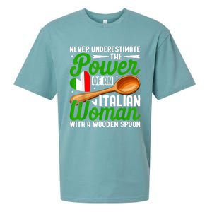 Never Underestimate The Power Of An Italian Woman Sueded Cloud Jersey T-Shirt