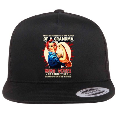 Never Underestimate The Power Of A Grandma Who Votes Graphic Flat Bill Trucker Hat