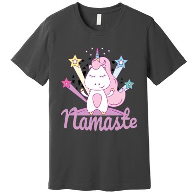 Namaste Unicorn Tee For Kids Girls Yoga Premium T-Shirt