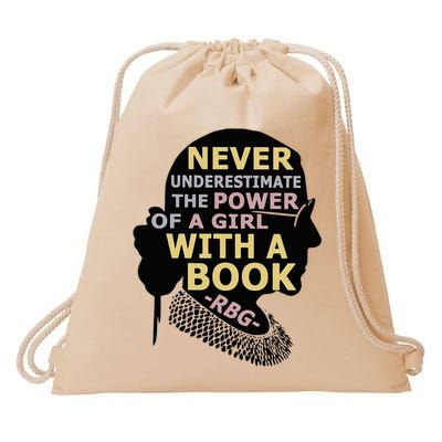 Never Underestimate The Power Of A Girl With A Book Drawstring Bag