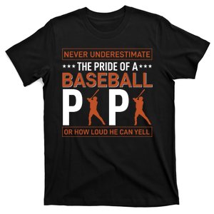 Never Underestimate The Pride Of A Baseball Papa T-Shirt