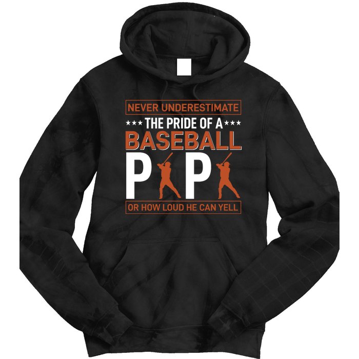 Never Underestimate The Pride Of A Baseball Papa Tie Dye Hoodie