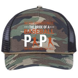 Never Underestimate The Pride Of A Baseball Papa Retro Rope Trucker Hat Cap