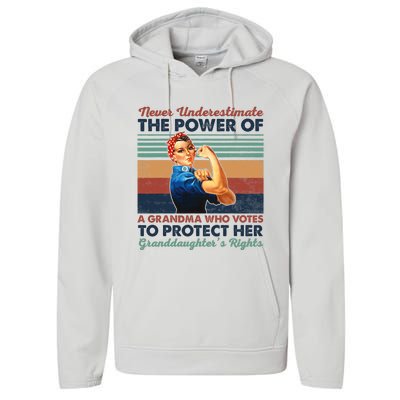 Never Underestimate The Power Of A Grandma Who Votes Performance Fleece Hoodie