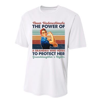 Never Underestimate The Power Of A Grandma Who Votes Performance Sprint T-Shirt