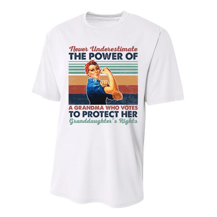 Never Underestimate The Power Of A Grandma Who Votes Performance Sprint T-Shirt