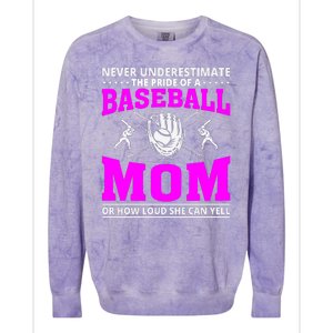 Never Underestimate The Pride Of A Baseball Mom Colorblast Crewneck Sweatshirt