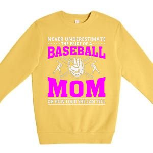 Never Underestimate The Pride Of A Baseball Mom Premium Crewneck Sweatshirt