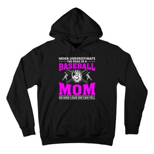 Never Underestimate The Pride Of A Baseball Mom Hoodie