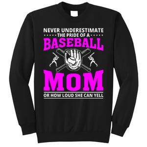 Never Underestimate The Pride Of A Baseball Mom Sweatshirt