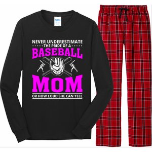 Never Underestimate The Pride Of A Baseball Mom Long Sleeve Pajama Set