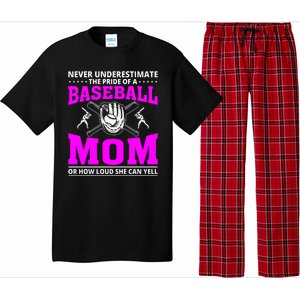 Never Underestimate The Pride Of A Baseball Mom Pajama Set