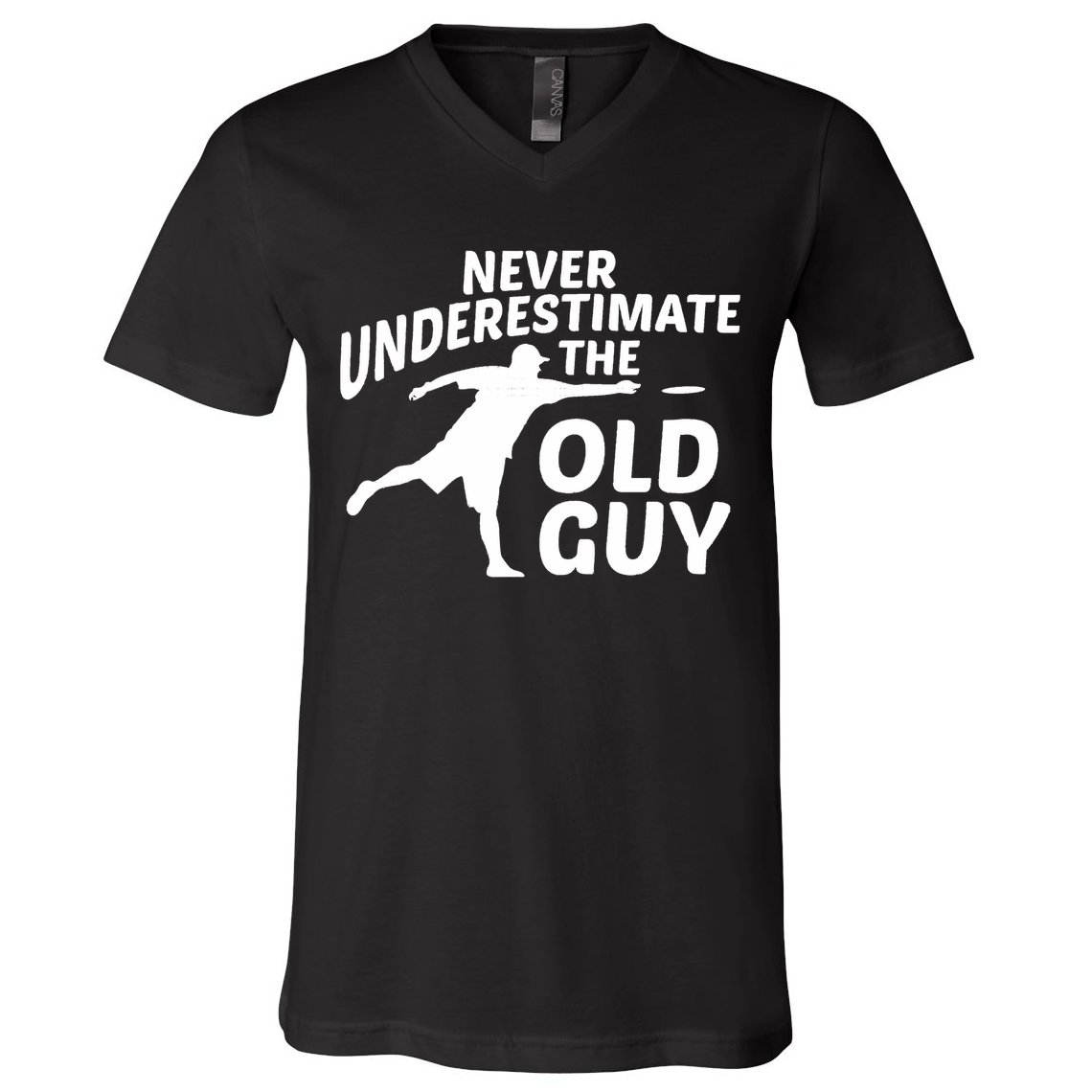 Never Underestimate The Old Guy Retron Vintage Disc Golf V-Neck T-Shirt