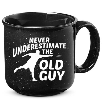 Never Underestimate The Old Guy Retron Vintage Disc Golf 15oz Campfire Ceramic Mug