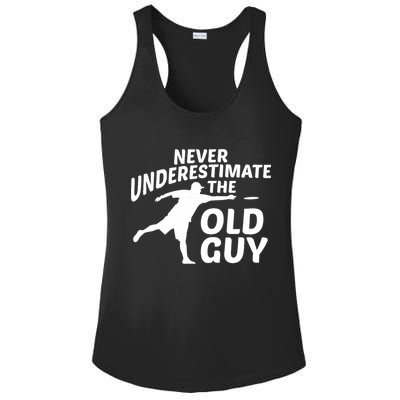 Never Underestimate The Old Guy Retron Vintage Disc Golf Ladies PosiCharge Competitor Racerback Tank