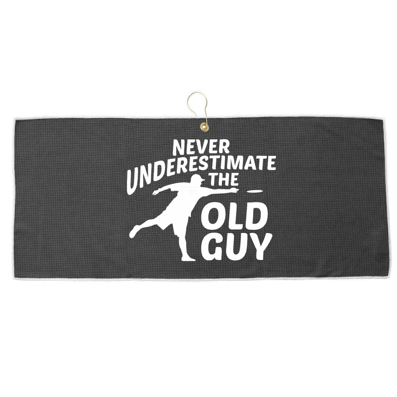 Never Underestimate The Old Guy Retron Vintage Disc Golf Large Microfiber Waffle Golf Towel