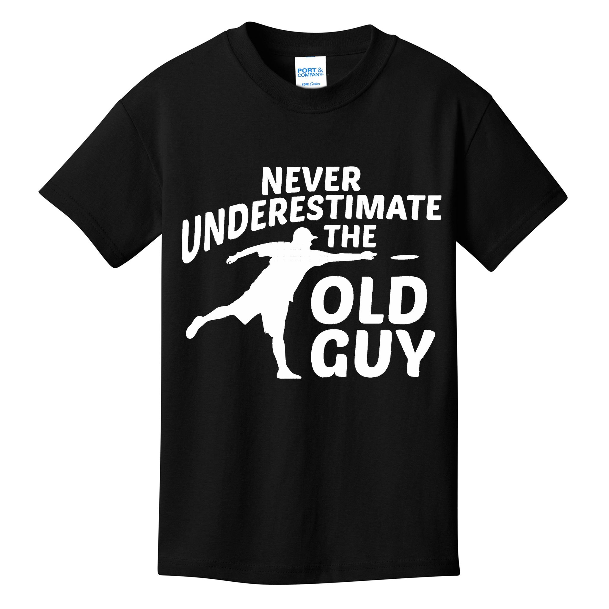 Never Underestimate The Old Guy Retron Vintage Disc Golf Kids T-Shirt