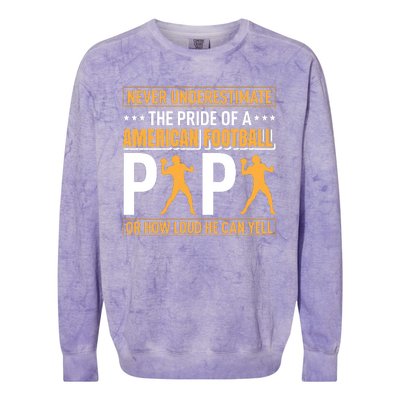 Never Underestimate The Pride Of A American Football Papa Colorblast Crewneck Sweatshirt