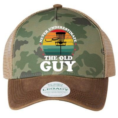 Never Underestimate The Old Guy Funny Disc Golf Frisbee Gift Legacy Tie Dye Trucker Hat