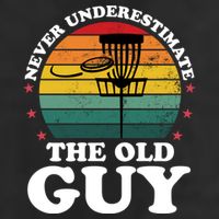 Never Underestimate The Old Guy Funny Disc Golf Frisbee Gift 7 Panel Mesh Trucker Snapback Hat