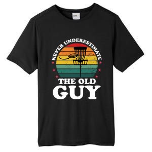 Never Underestimate The Old Guy Funny Disc Golf Frisbee Gift Tall Fusion ChromaSoft Performance T-Shirt