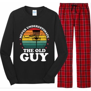 Never Underestimate The Old Guy Funny Disc Golf Frisbee Gift Long Sleeve Pajama Set