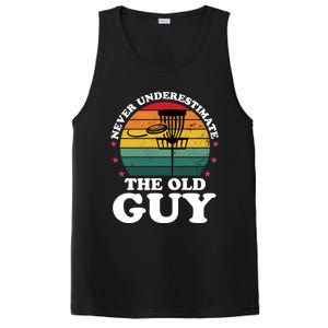 Never Underestimate The Old Guy Funny Disc Golf Frisbee Gift PosiCharge Competitor Tank