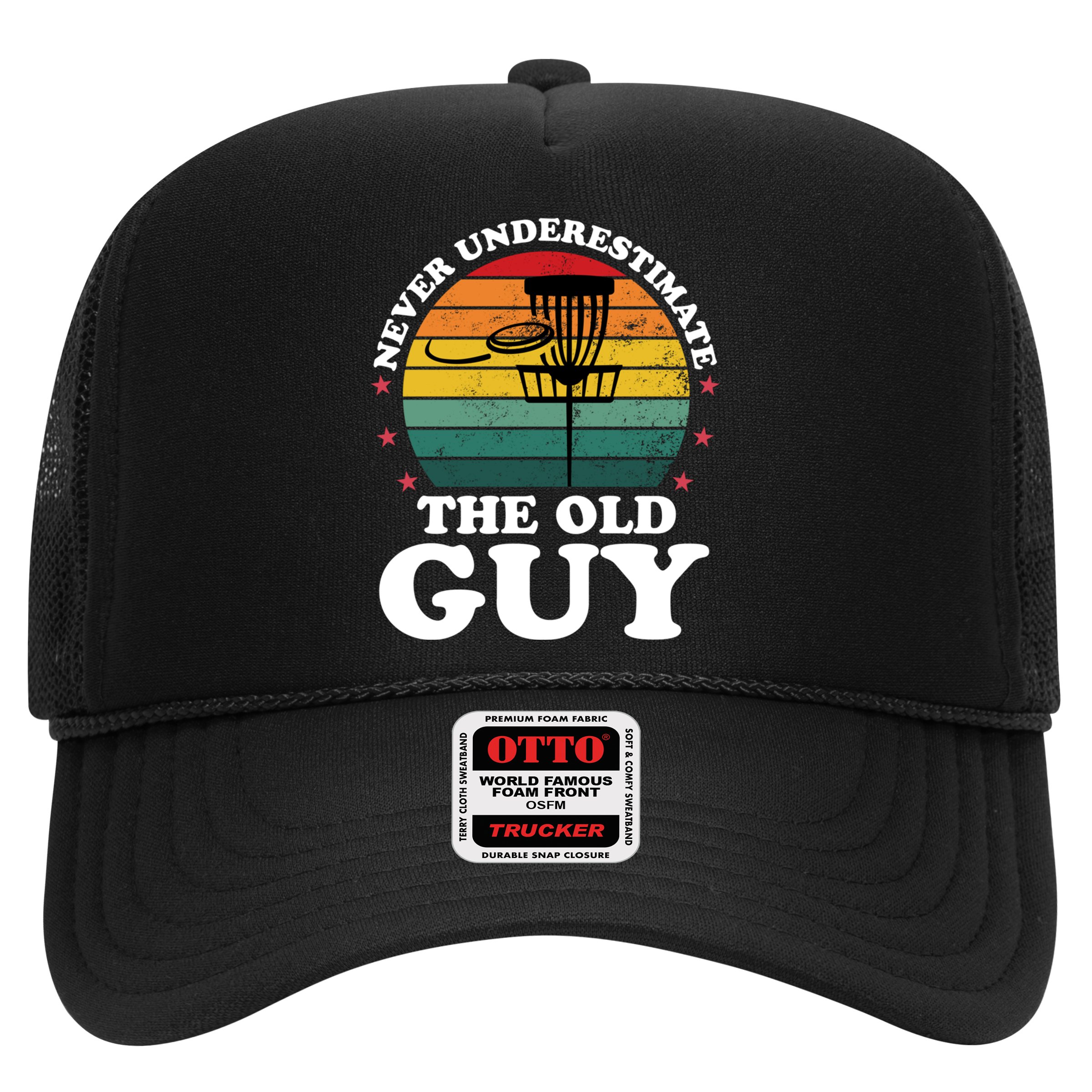 Never Underestimate The Old Guy Funny Disc Golf Frisbee Gift Hat