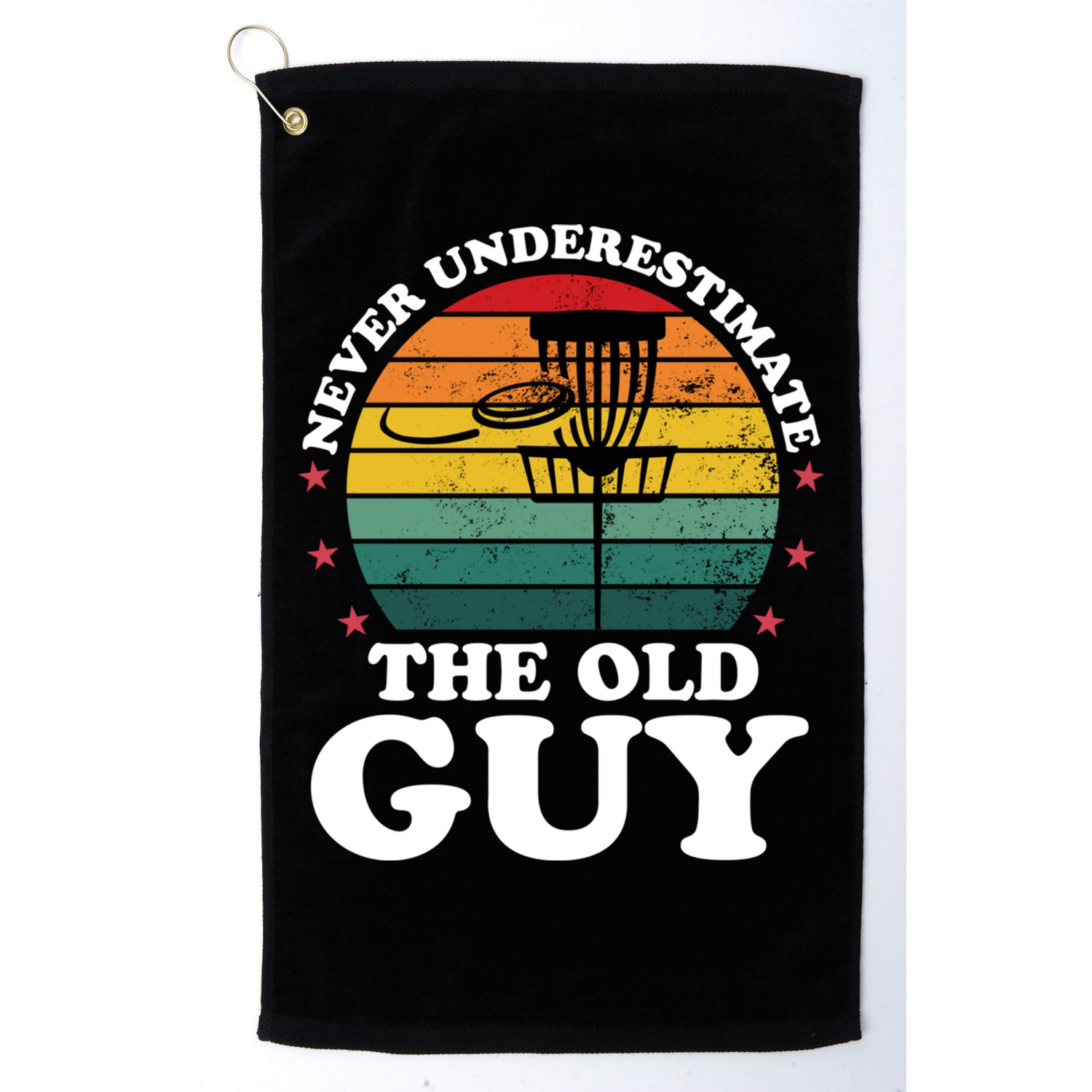 Never Underestimate The Old Guy Funny Disc Golf Frisbee Gift Golf Towel
