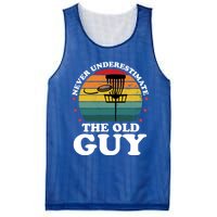 Never Underestimate The Old Guy Funny Disc Golf Frisbee Gift Mesh Reversible Basketball Jersey Tank