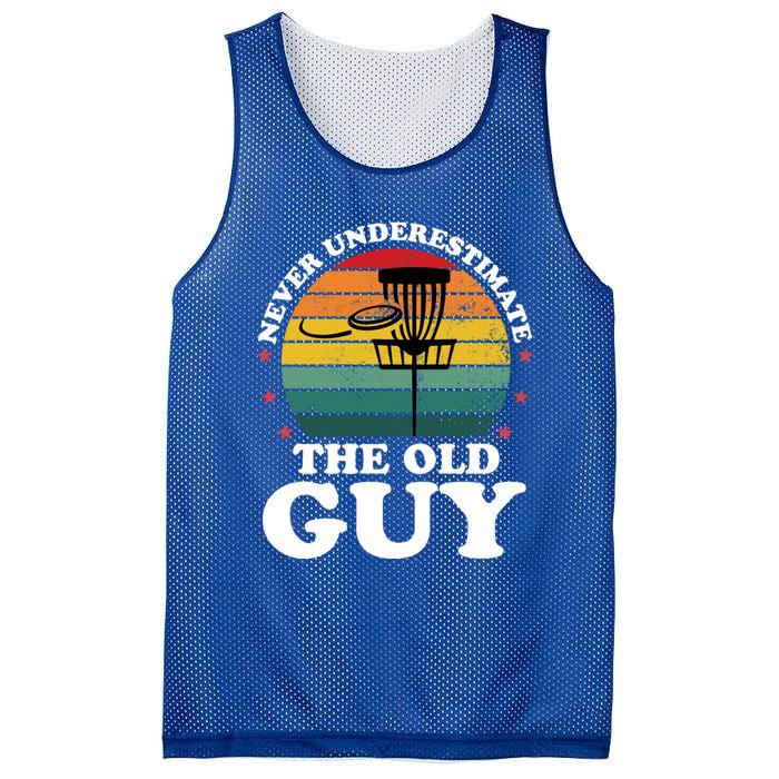 Never Underestimate The Old Guy Funny Disc Golf Frisbee Gift Mesh Reversible Basketball Jersey Tank