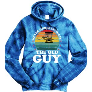 Never Underestimate The Old Guy Funny Disc Golf Frisbee Gift Tie Dye Hoodie