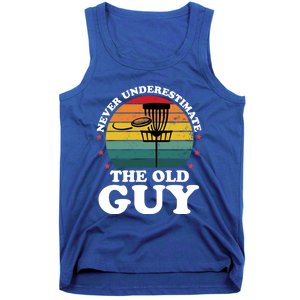 Never Underestimate The Old Guy Funny Disc Golf Frisbee Gift Tank Top