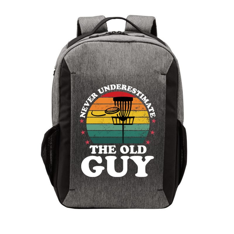 Never Underestimate The Old Guy Funny Disc Golf Frisbee Gift Vector Backpack