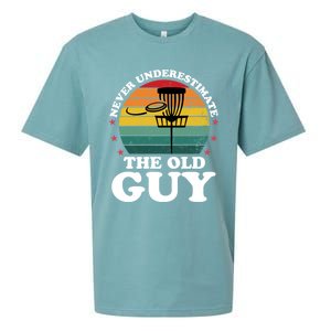 Never Underestimate The Old Guy Funny Disc Golf Frisbee Gift Sueded Cloud Jersey T-Shirt