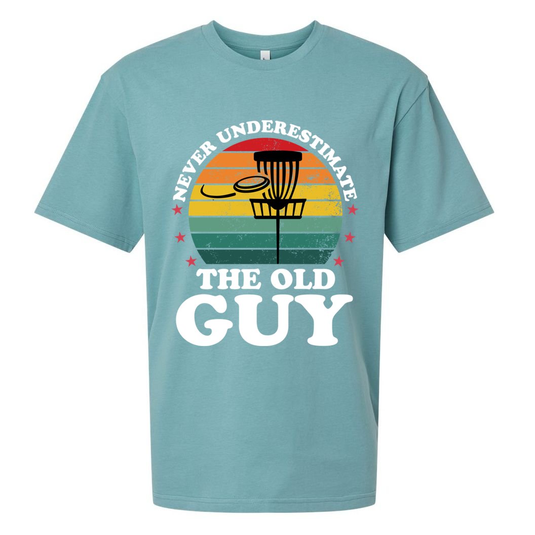 Never Underestimate The Old Guy Funny Disc Golf Frisbee Gift Sueded Cloud Jersey T-Shirt