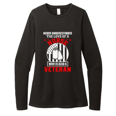 Never Underestimate The Love Of A Nurse Veteran Womens CVC Long Sleeve Shirt