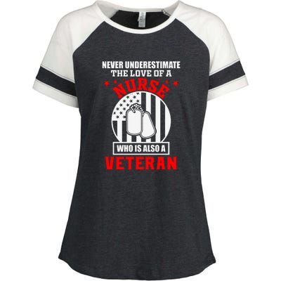 Never Underestimate The Love Of A Nurse Veteran Enza Ladies Jersey Colorblock Tee