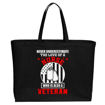 Never Underestimate The Love Of A Nurse Veteran Cotton Canvas Jumbo Tote