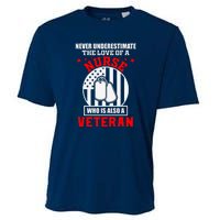 Never Underestimate The Love Of A Nurse Veteran Cooling Performance Crew T-Shirt