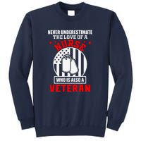 Never Underestimate The Love Of A Nurse Veteran Sweatshirt