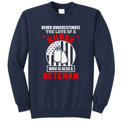 Never Underestimate The Love Of A Nurse Veteran Sweatshirt