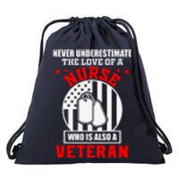 Never Underestimate The Love Of A Nurse Veteran Drawstring Bag