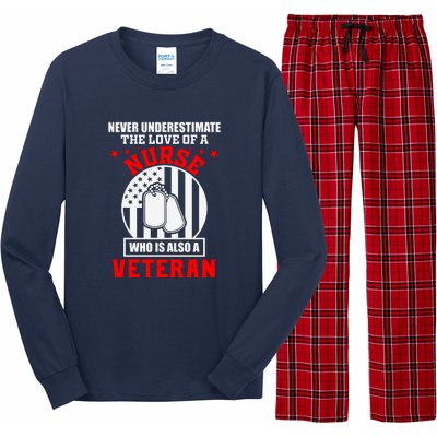 Never Underestimate The Love Of A Nurse Veteran Long Sleeve Pajama Set