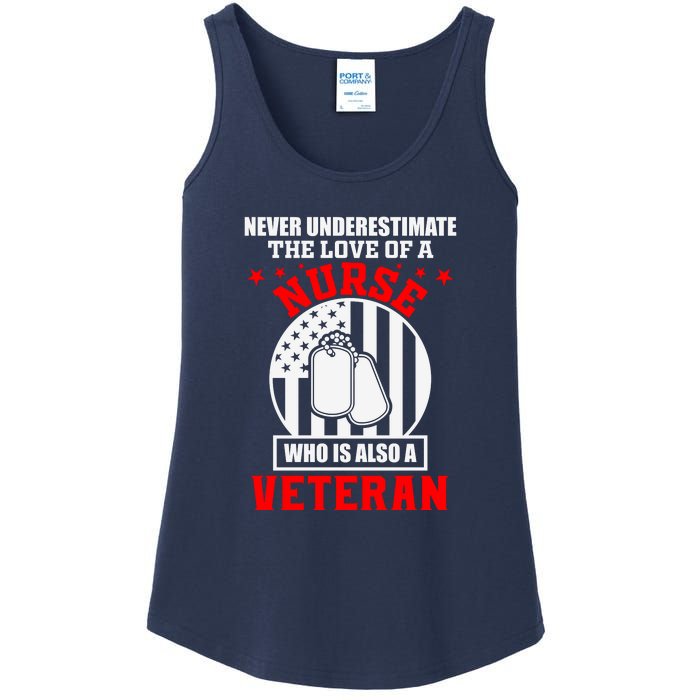 Never Underestimate The Love Of A Nurse Veteran Ladies Essential Tank