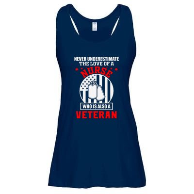 Never Underestimate The Love Of A Nurse Veteran Ladies Essential Flowy Tank