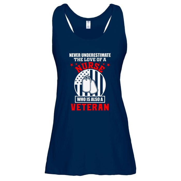 Never Underestimate The Love Of A Nurse Veteran Ladies Essential Flowy Tank