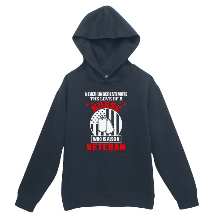 Never Underestimate The Love Of A Nurse Veteran Urban Pullover Hoodie