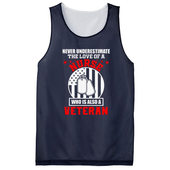 Never Underestimate The Love Of A Nurse Veteran Mesh Reversible Basketball Jersey Tank