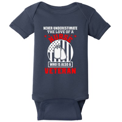 Never Underestimate The Love Of A Nurse Veteran Baby Bodysuit